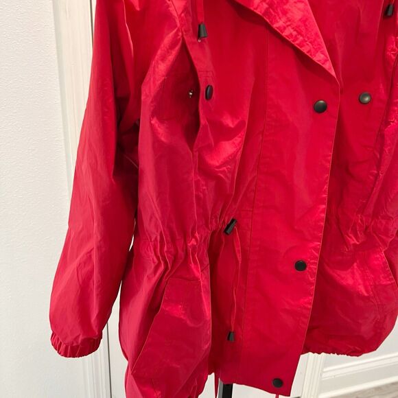 Tudor Court Red Jacket Windbreaker Removable Hood Fleece Lined Long Sleeves XX - Picture 3 of 16